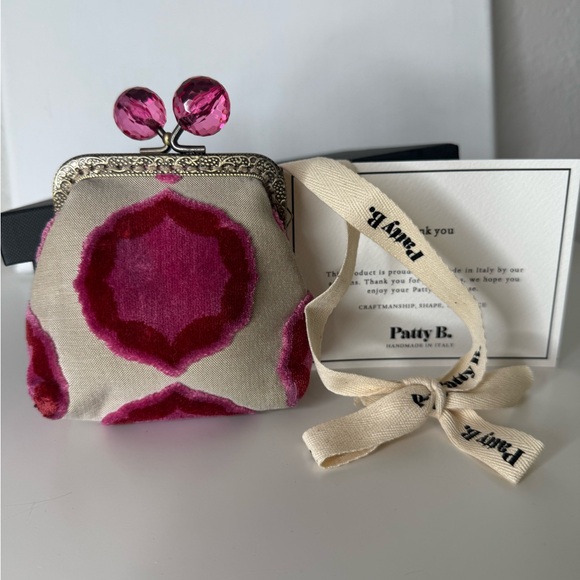 Nina Pink and Cream Patterned Clutch - Picture 2 of 11